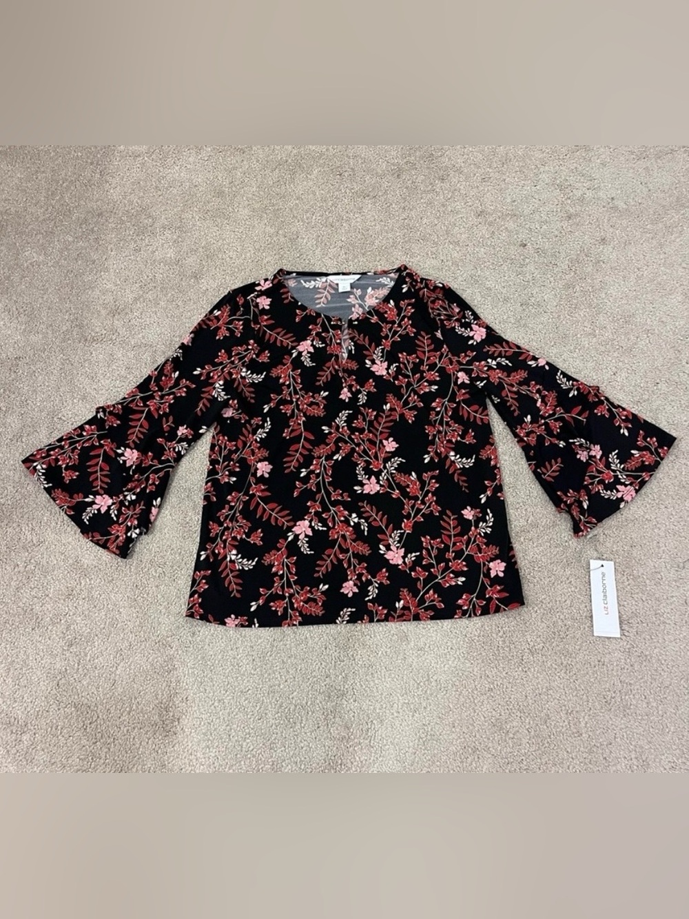 Liz Claiborne Floral Wide Sleeve Blouse